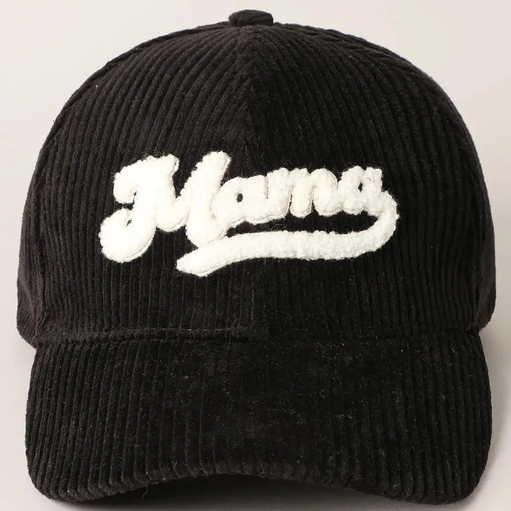 Mama 3D Embroidered Fuzzy Patch Corduroy Cap