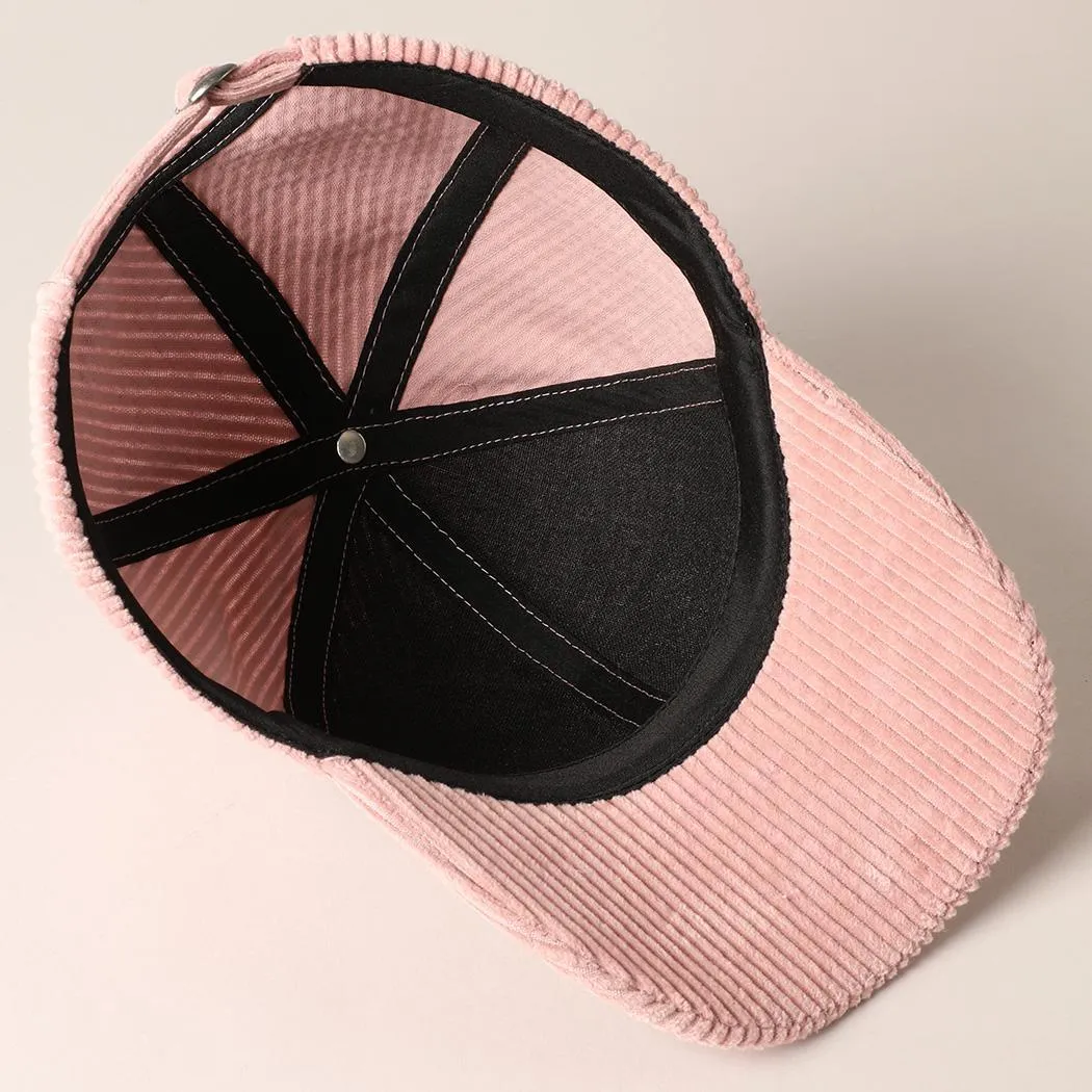 Mama 3D Embroidered Fuzzy Patch Corduroy Cap
