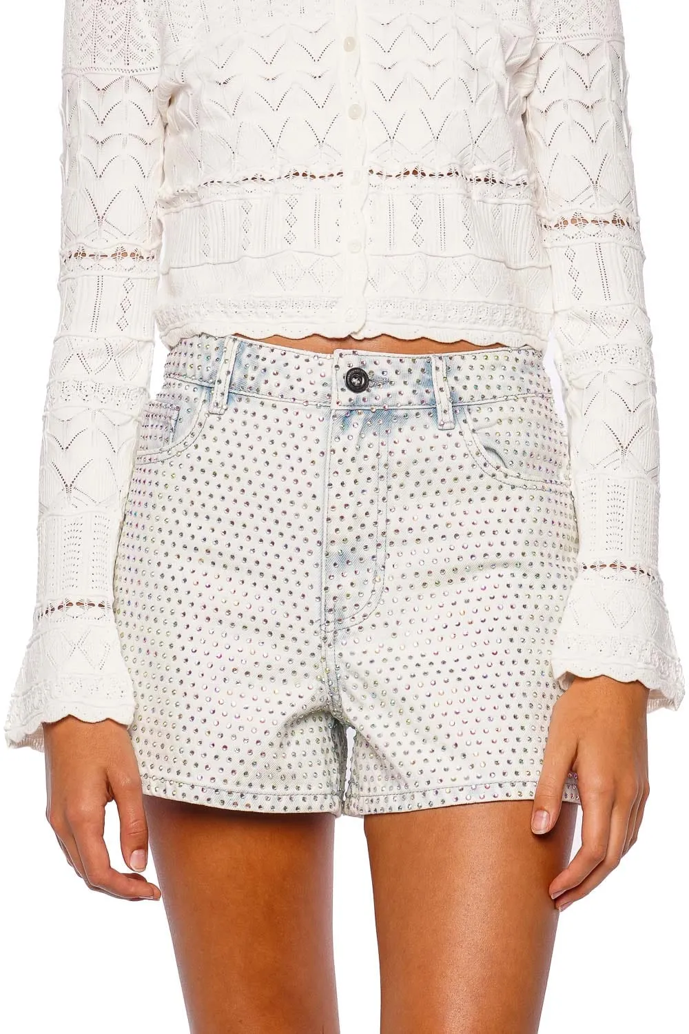 Media Pointelle Knit Scallop Cardigan