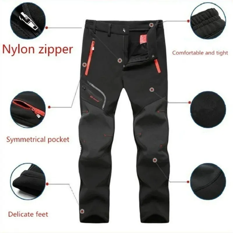 Men Winter Autumn Thick Waterproof Outdoor Hiking Trousers Camping Climbing Pants Breathable Quicky-Dry Fishing Skiing Trekking
