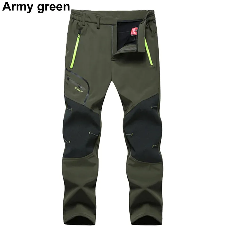 Men Winter Autumn Thick Waterproof Outdoor Hiking Trousers Camping Climbing Pants Breathable Quicky-Dry Fishing Skiing Trekking