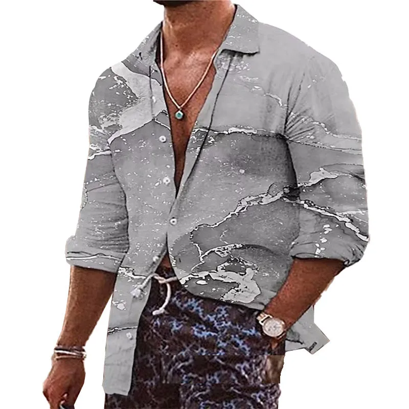 MEN'S BOHEMIAN PRINT LONG SLEEVE SHIRT 06397663YM