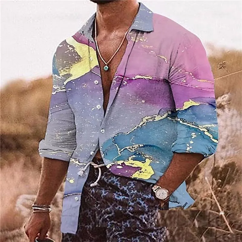 MEN'S BOHEMIAN PRINT LONG SLEEVE SHIRT 06397663YM