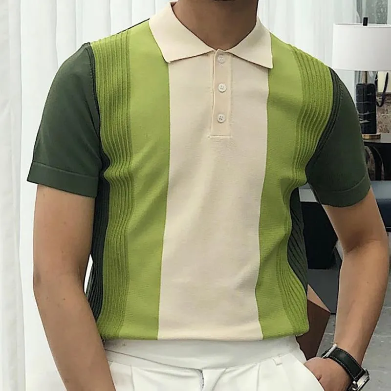 Men's Knitwear Short Sleeve Polo Shirt Casual Slim Lapel Button Cardigan Breathable Summer Polo Shirt Fashion Clothes