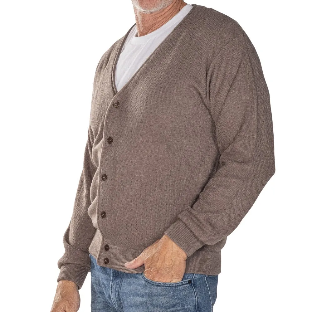 Men's Links Cardigan Sweater- Brown Heather