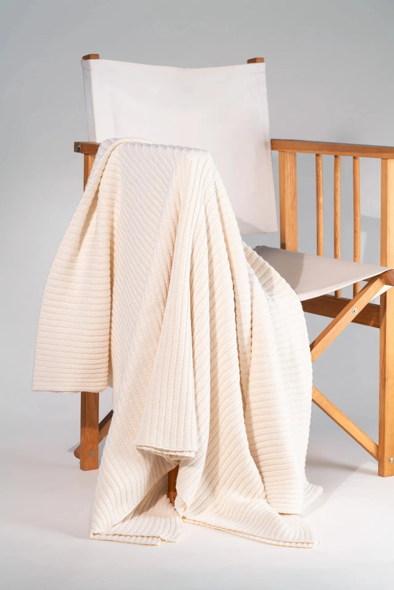 Neunest Knitted Organic Cotton Throw – Ecru