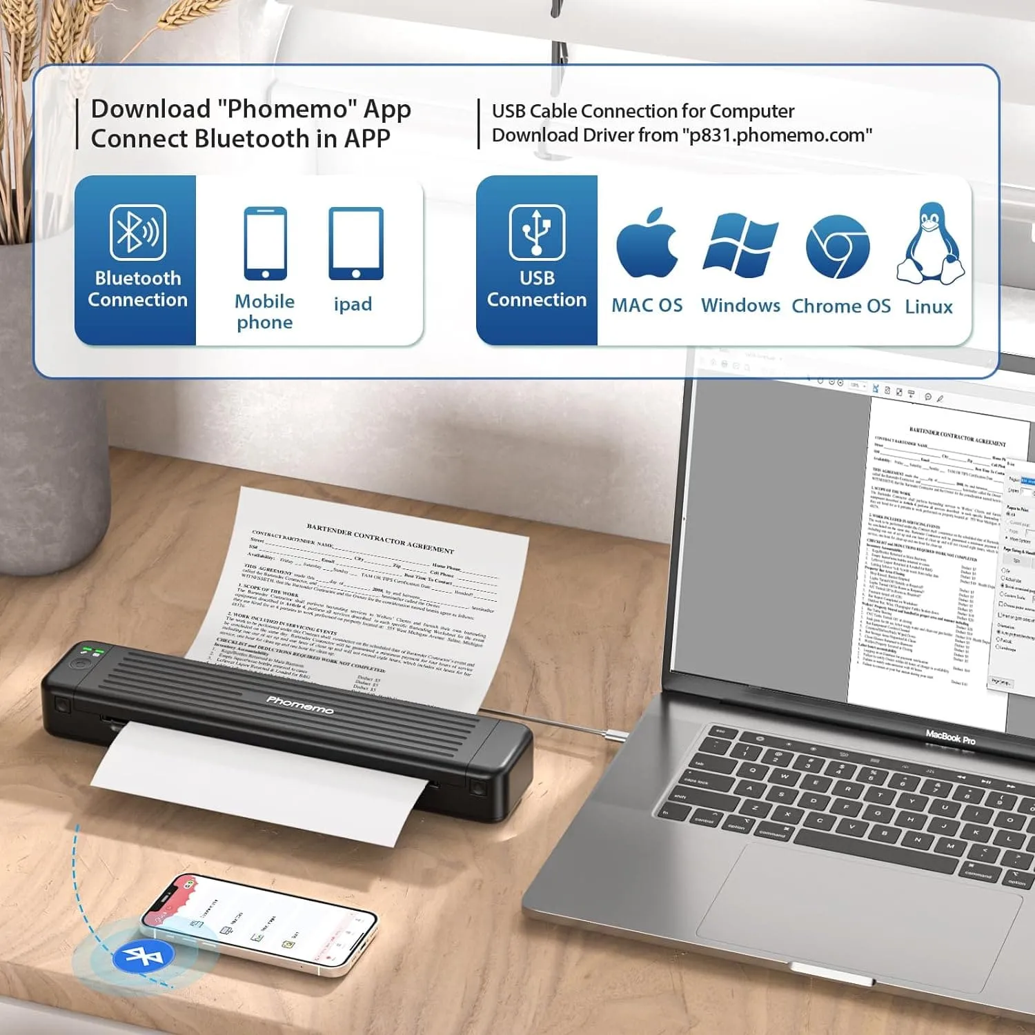 Phomemo P831 Bluetooth Portable Thermal Transfer Printer