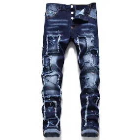 Punk Rivet Patch Cotton Men's Skinny Pants