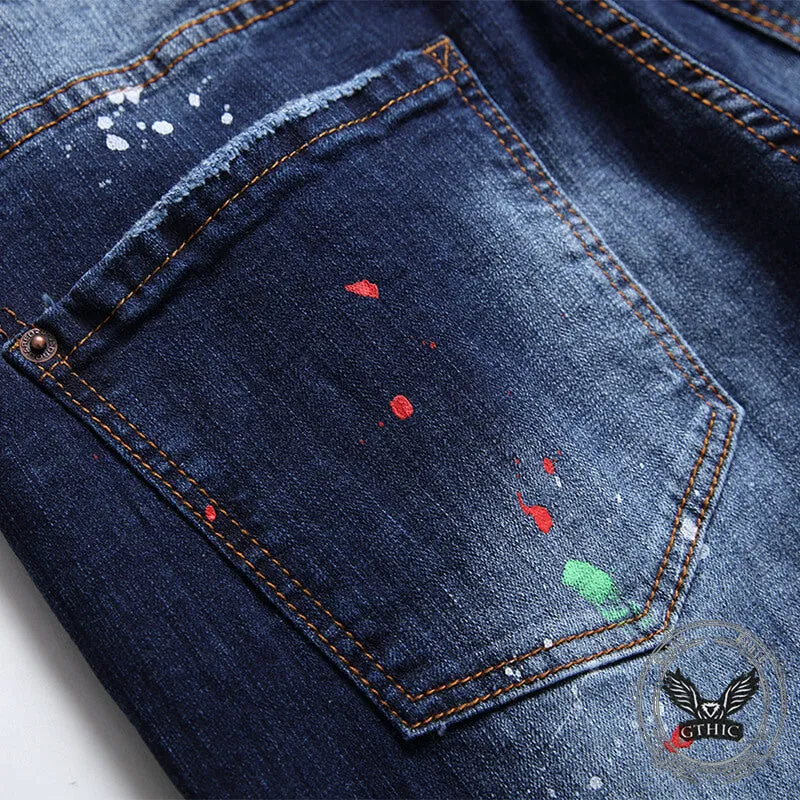 Punk Rivet Patch Cotton Men's Skinny Pants