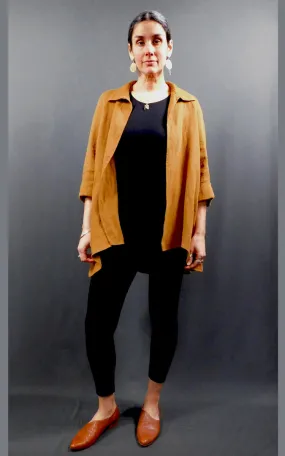 Raglan Long Shirt Jacket Linen