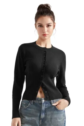 Ribbed Crew Neck Cardign Shirt - Long Sleeve