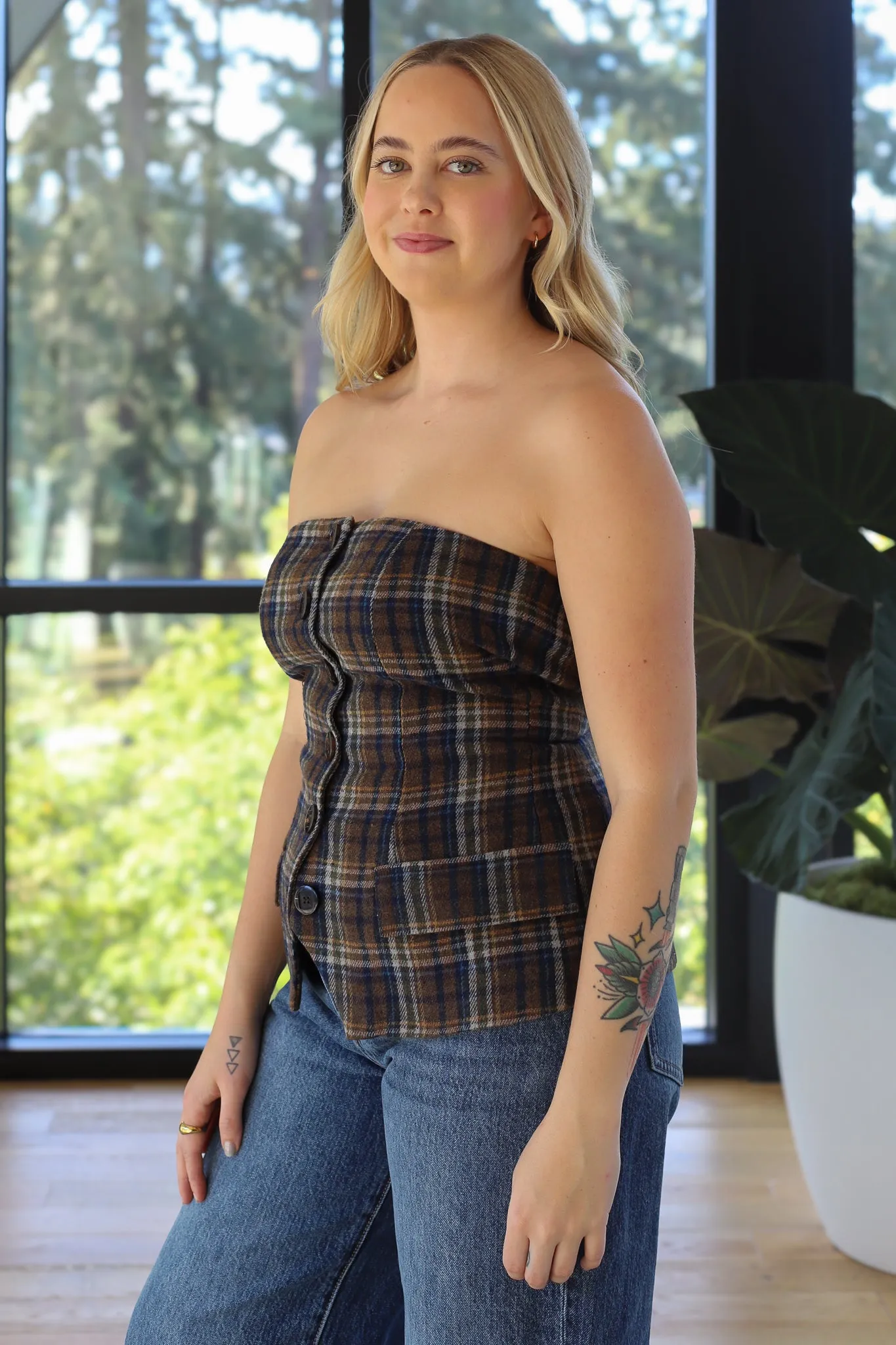 SAGE THE LABEL Old Money Strapless Bustier Top