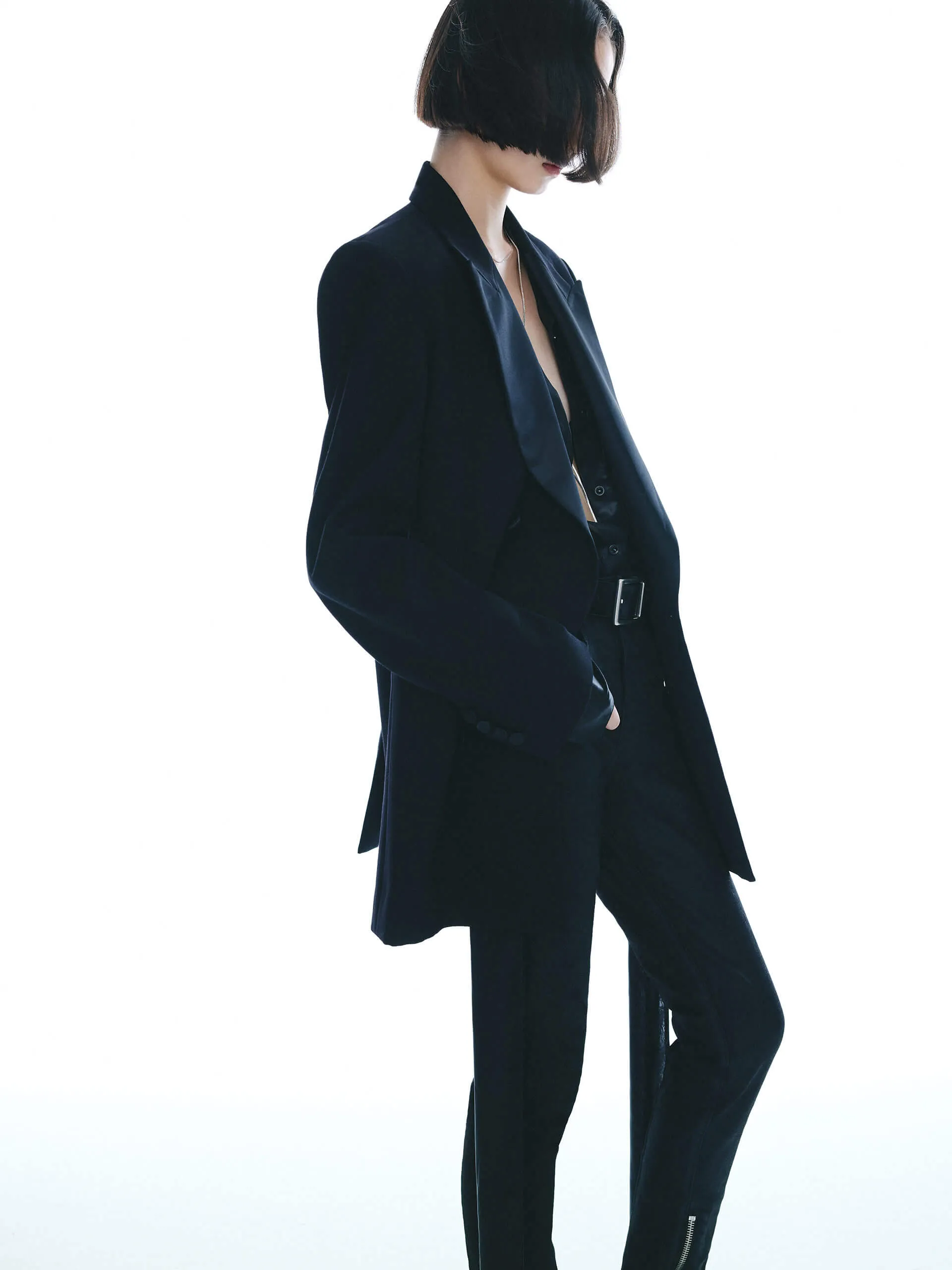 Satin Collar Tailored Blazer