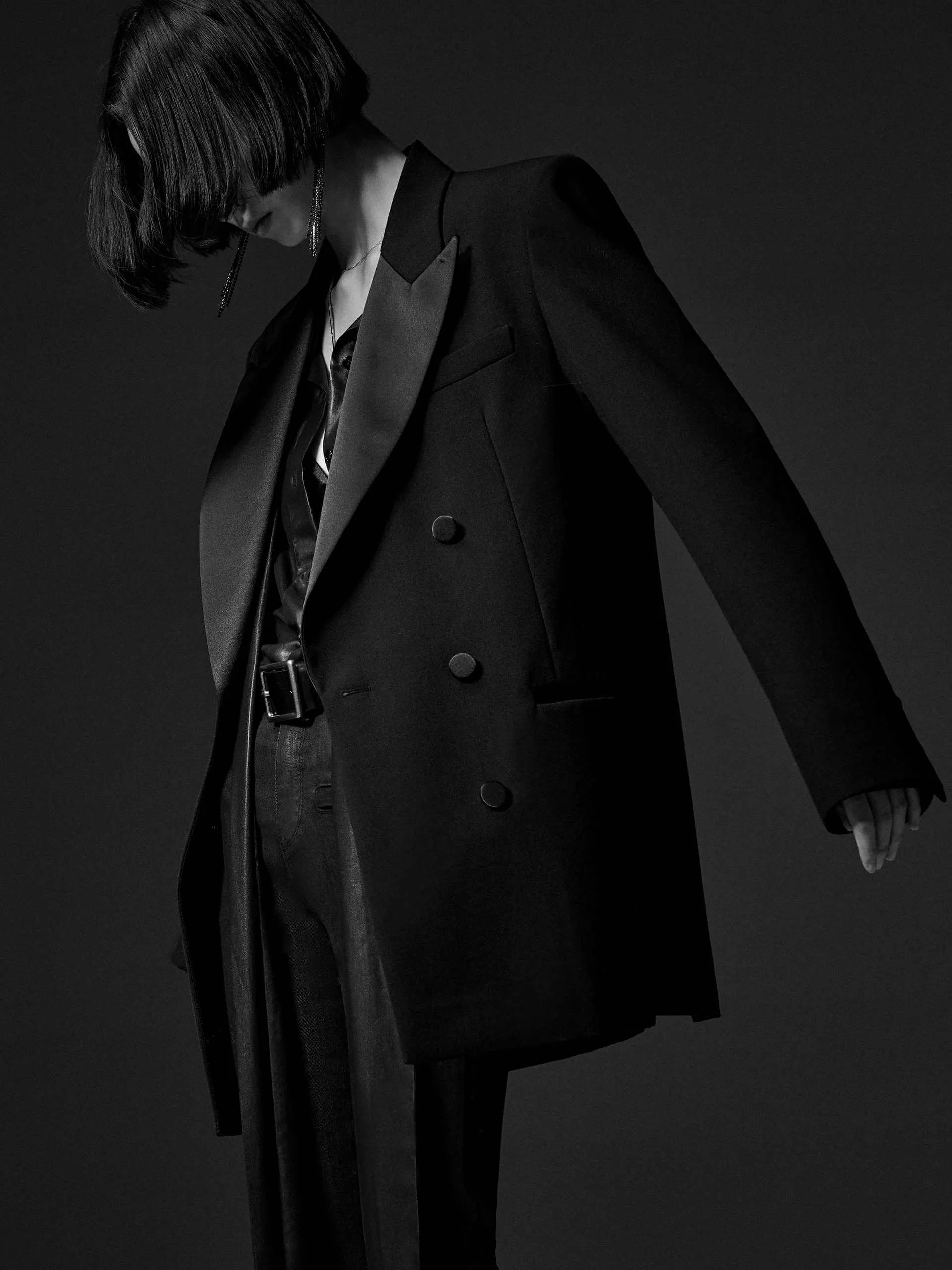Satin Collar Tailored Blazer