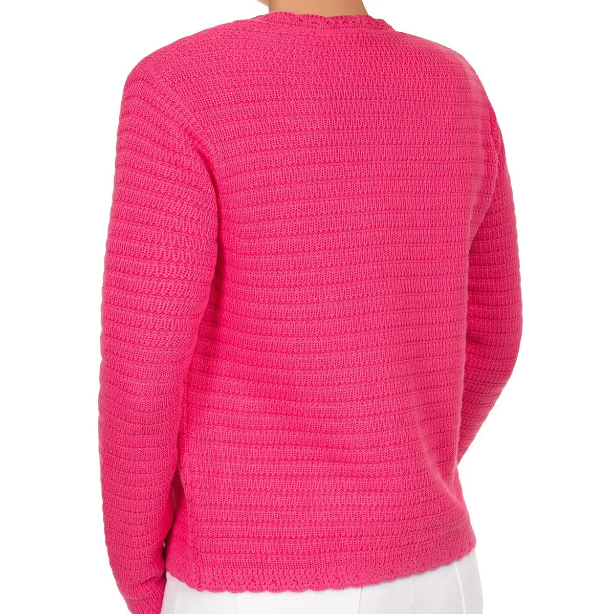 Scallop Edge Cardigan in Passion Pink