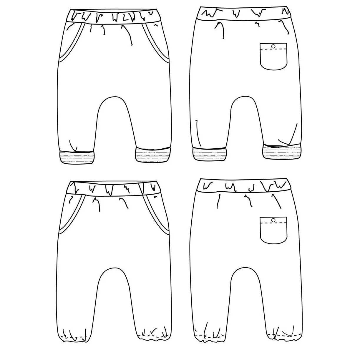 SEVILLA Harem pants - Unisex 1M-4Y - Paper Sewing Pattern