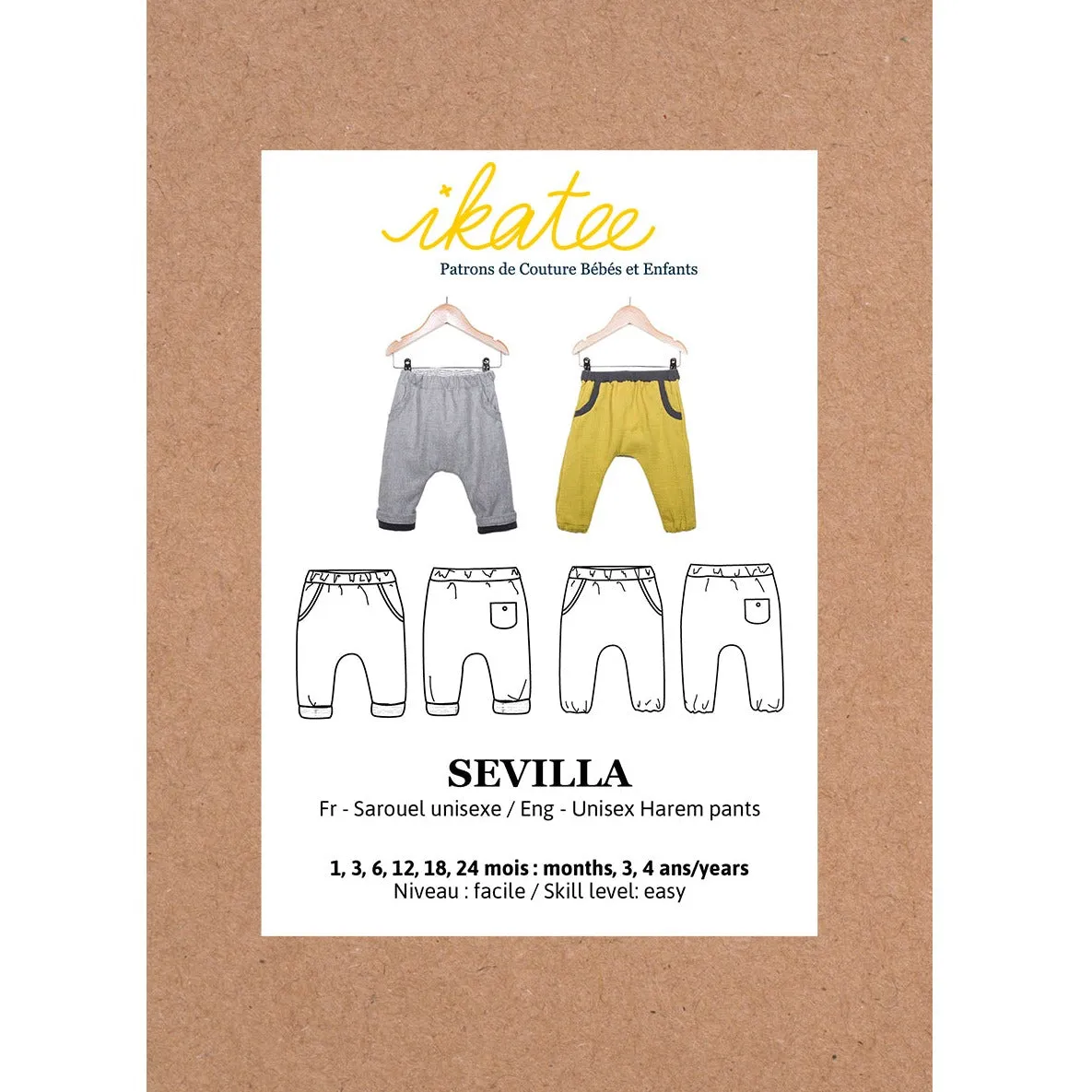 SEVILLA Harem pants - Unisex 1M-4Y - Paper Sewing Pattern
