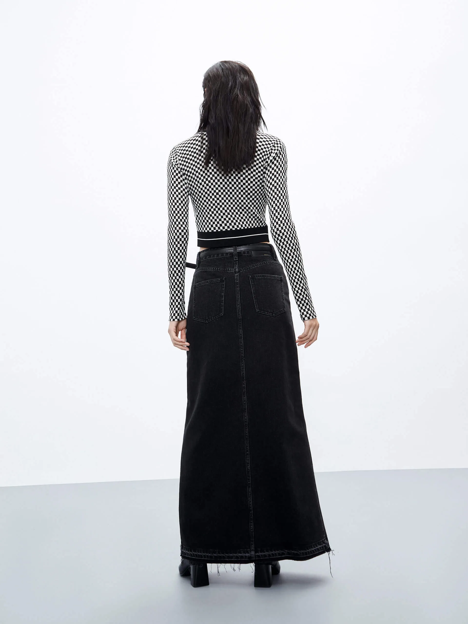Slit Denim Skirt in Cotton