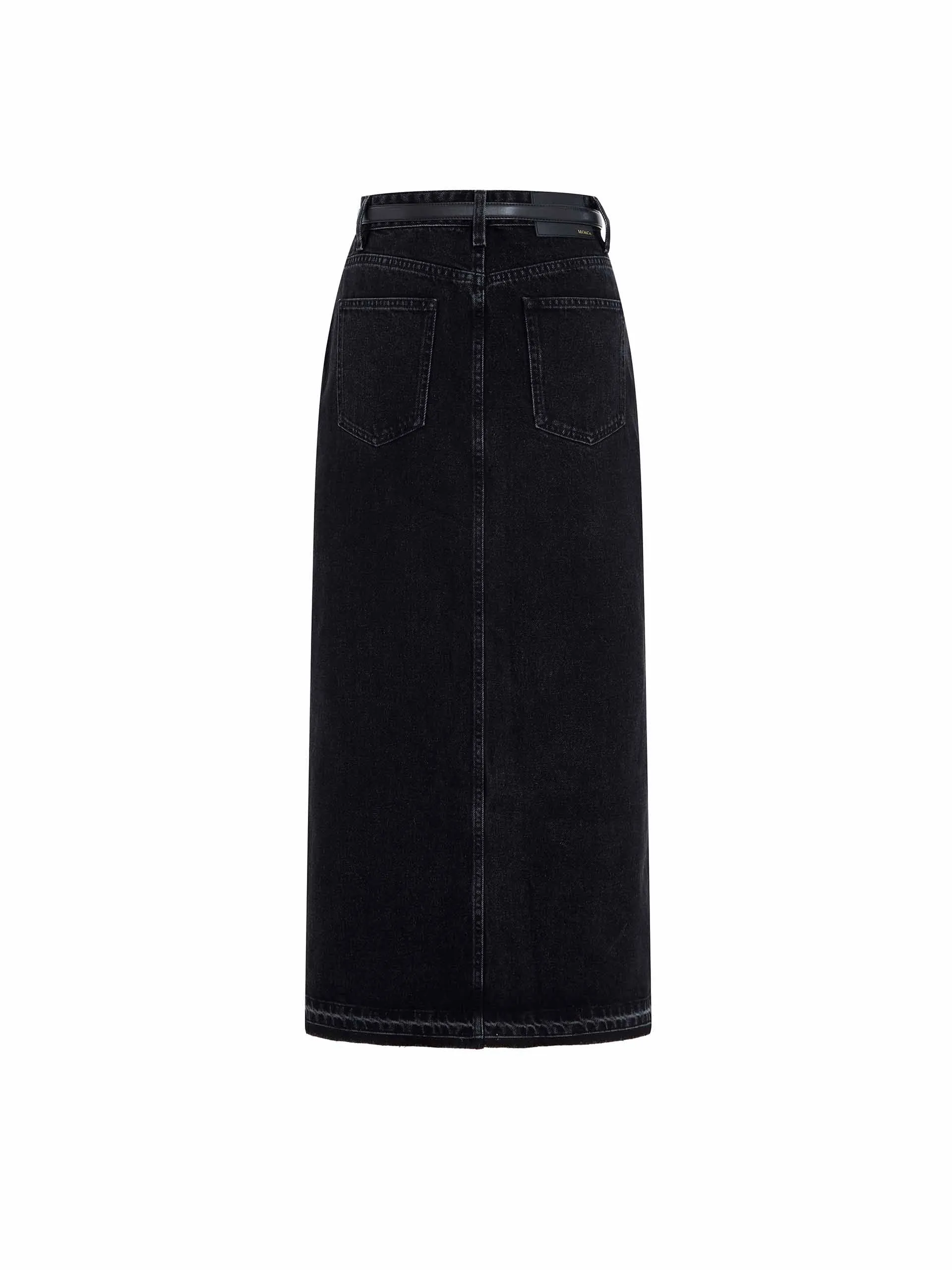 Slit Denim Skirt in Cotton