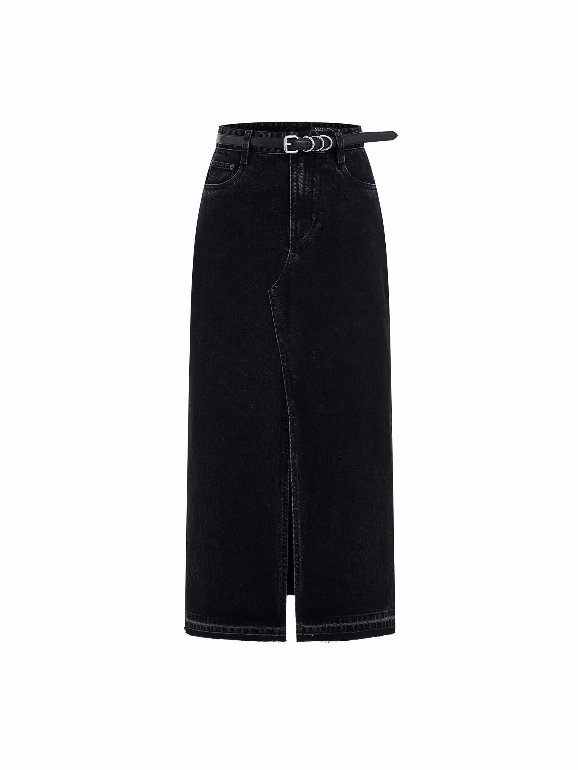 Slit Denim Skirt in Cotton