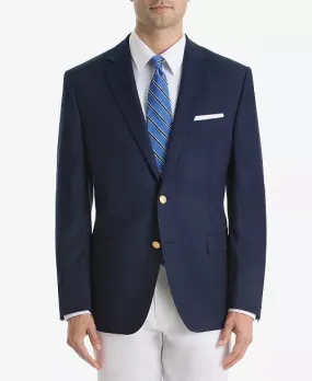 Solid Navy Blazer 100% Worsted Wool by Baroni