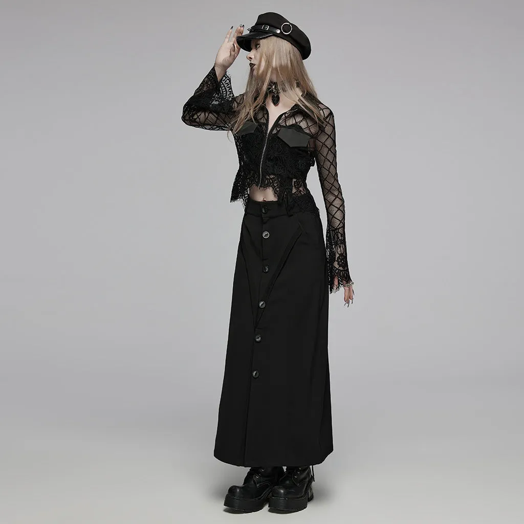Stand collar flared sleeves lace cardigan OPY-751XDF
