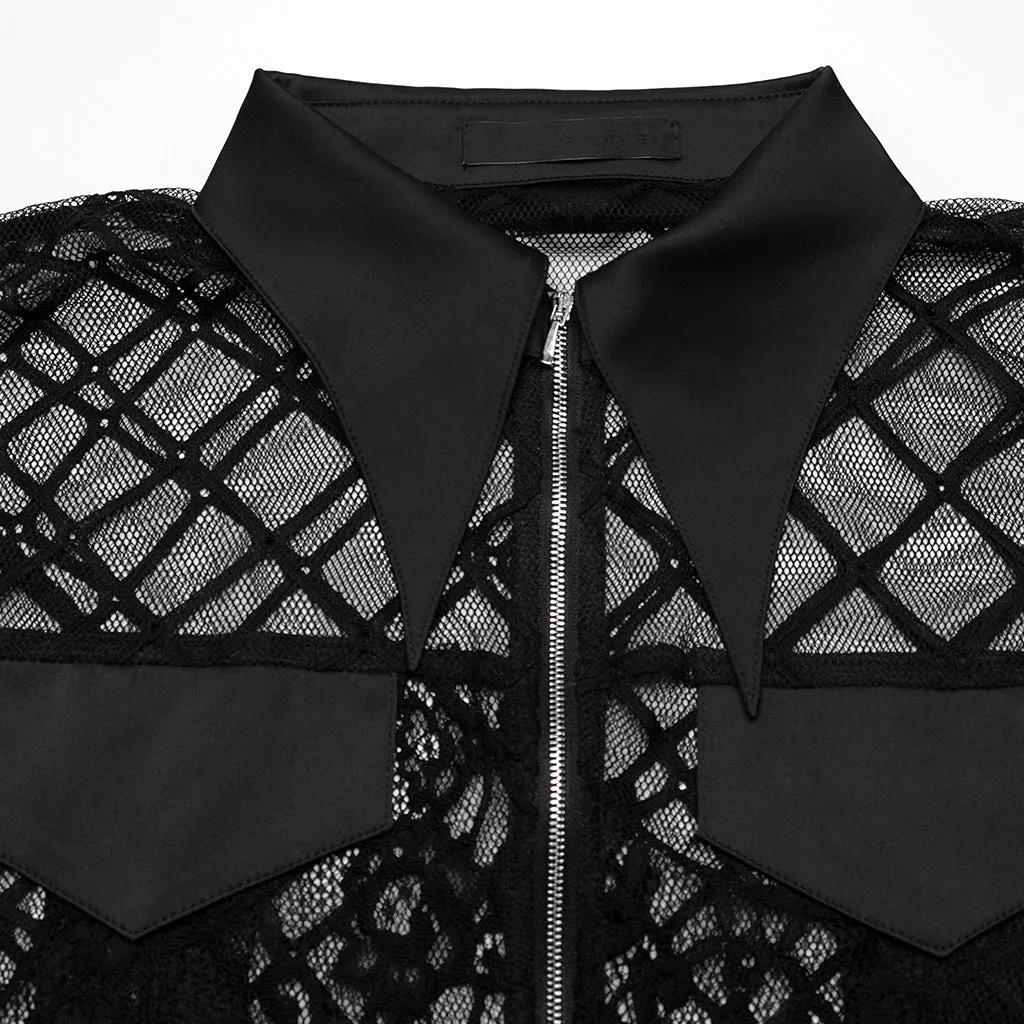 Stand collar flared sleeves lace cardigan OPY-751XDF