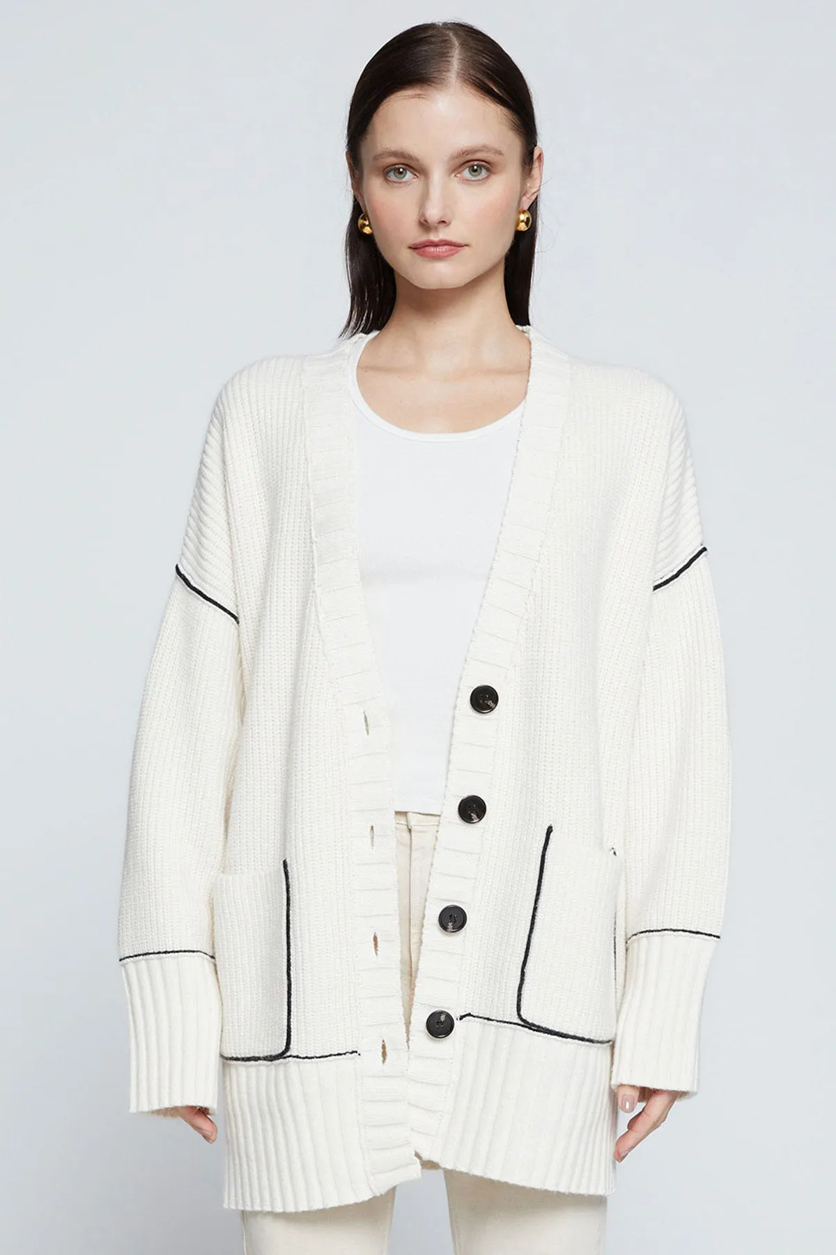 Stateside The Billy Cardigan Sweater in Cream