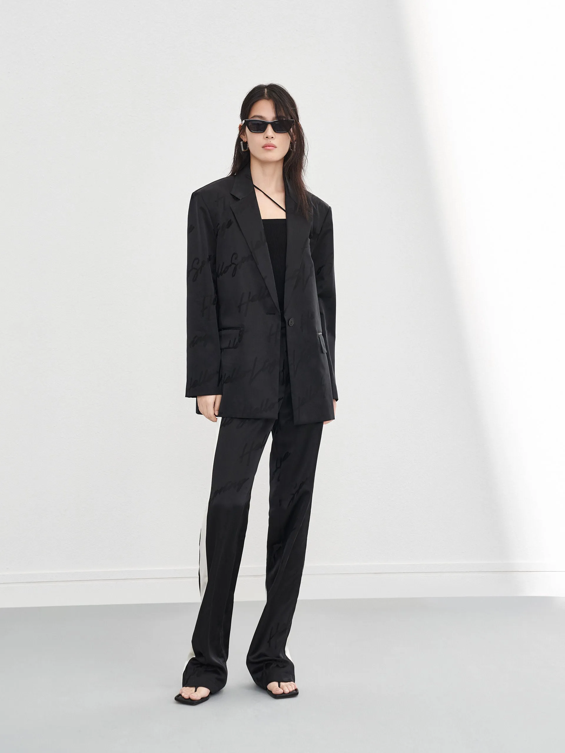 Tailored Jacquard Letter Blazer