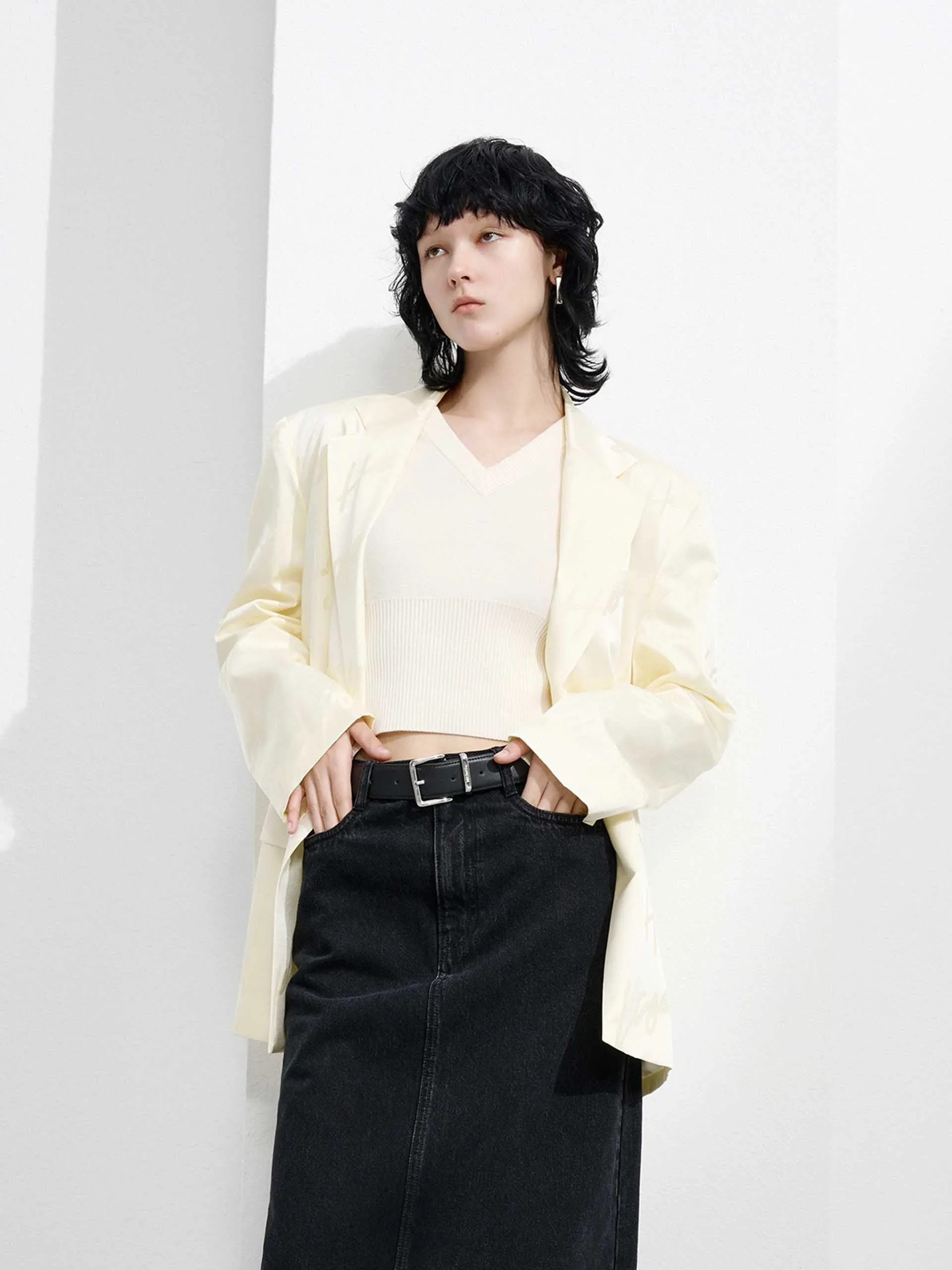 Tailored Jacquard Letter Blazer