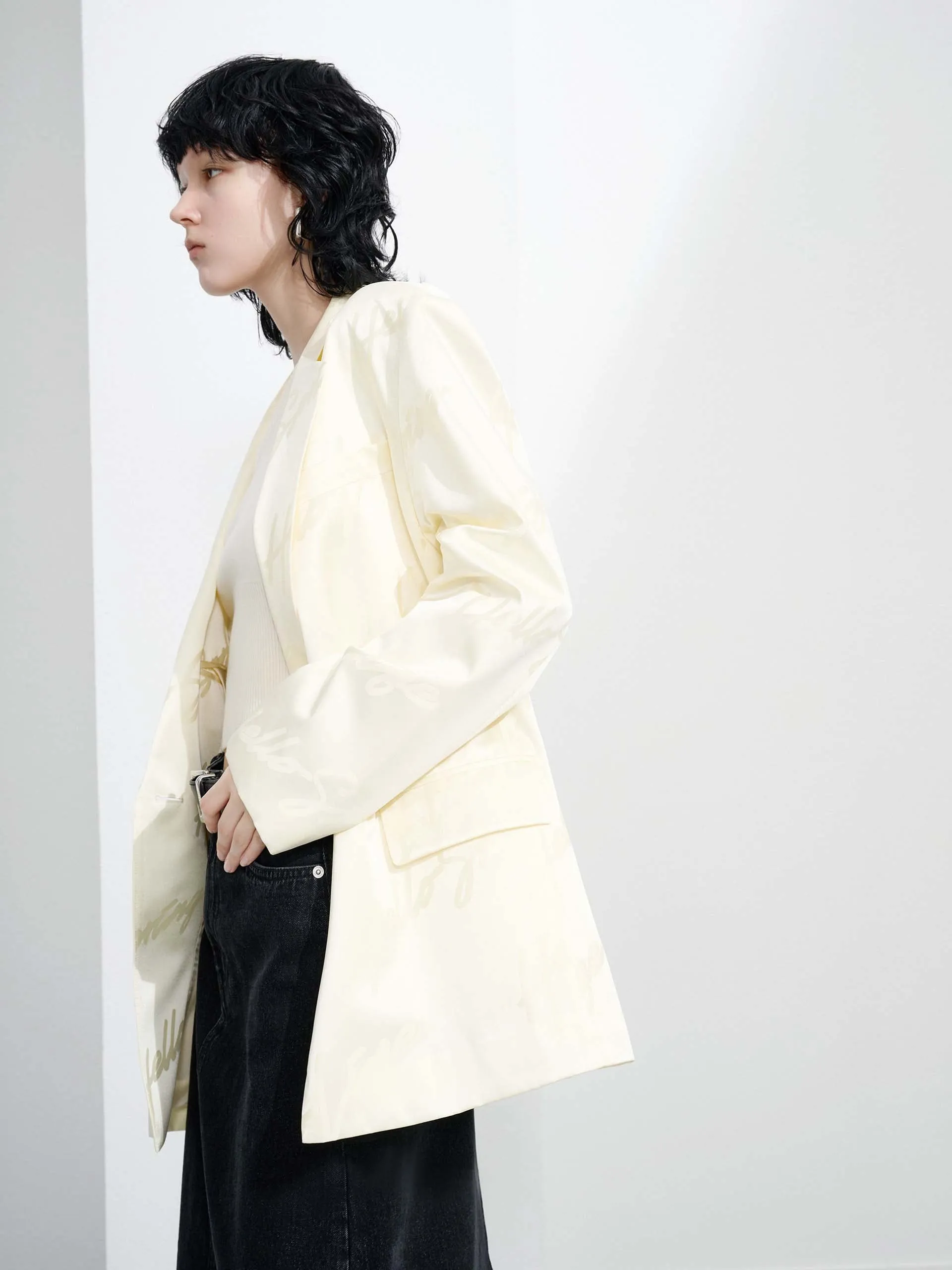 Tailored Jacquard Letter Blazer