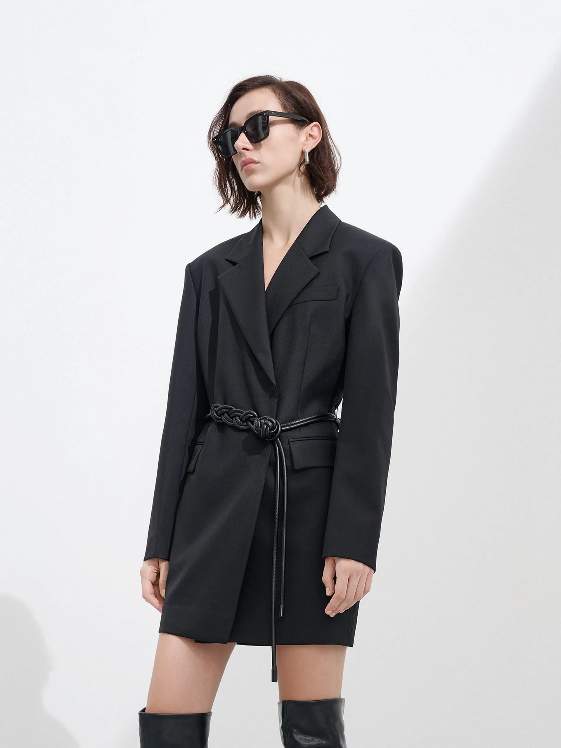 Tailored Wool blend Dress with Belt