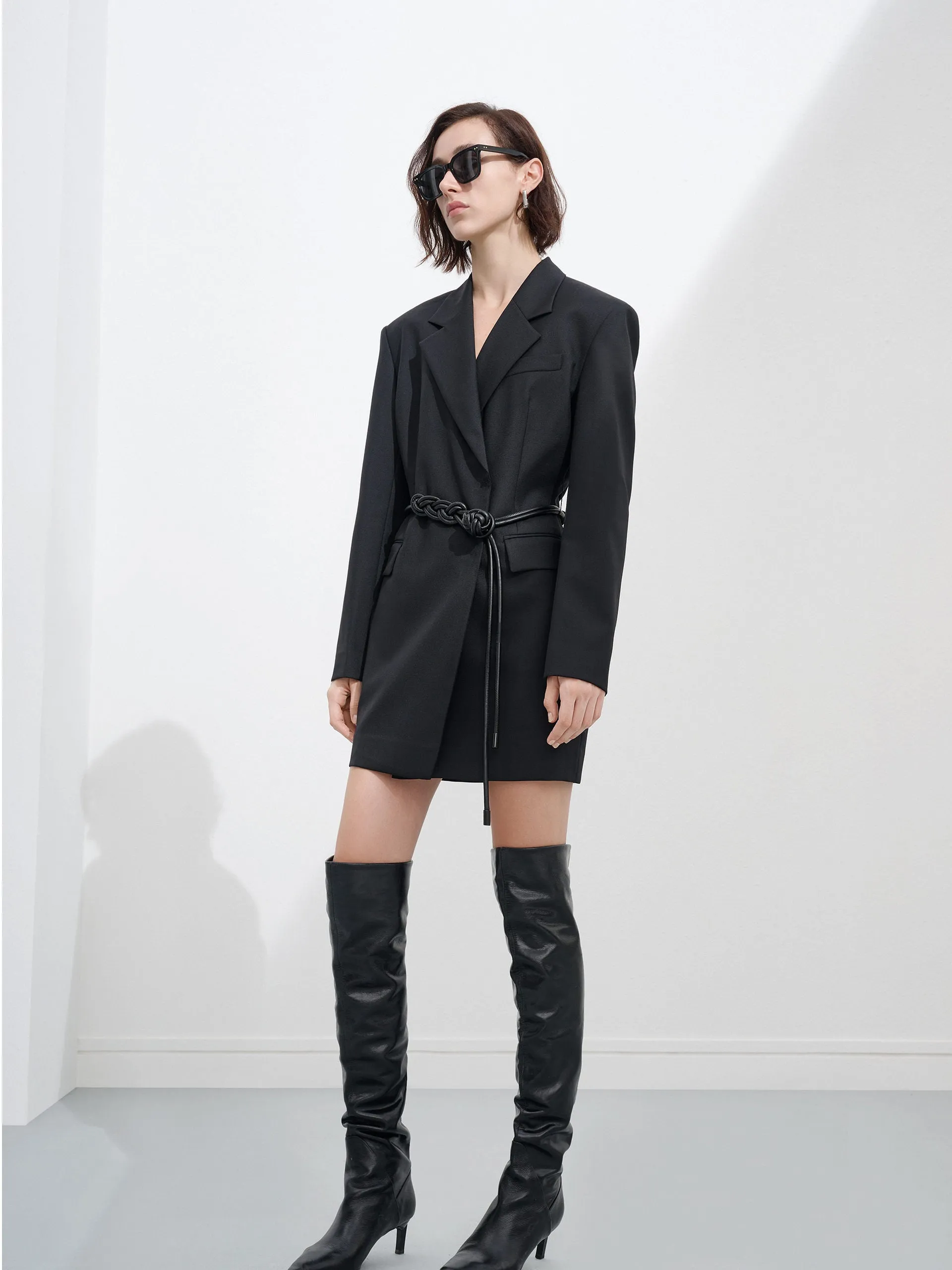 Tailored Wool blend Dress with Belt