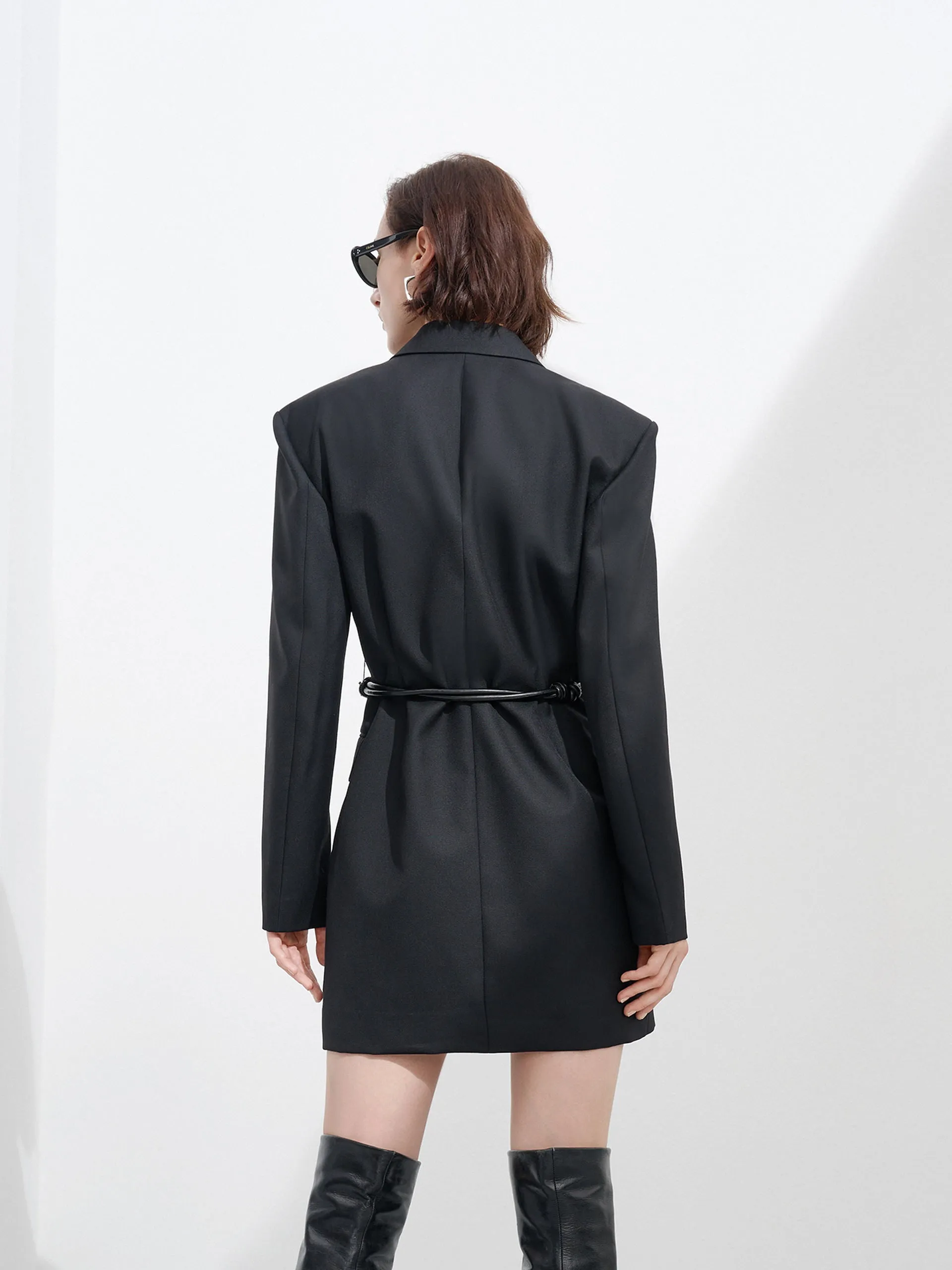 Tailored Wool blend Dress with Belt
