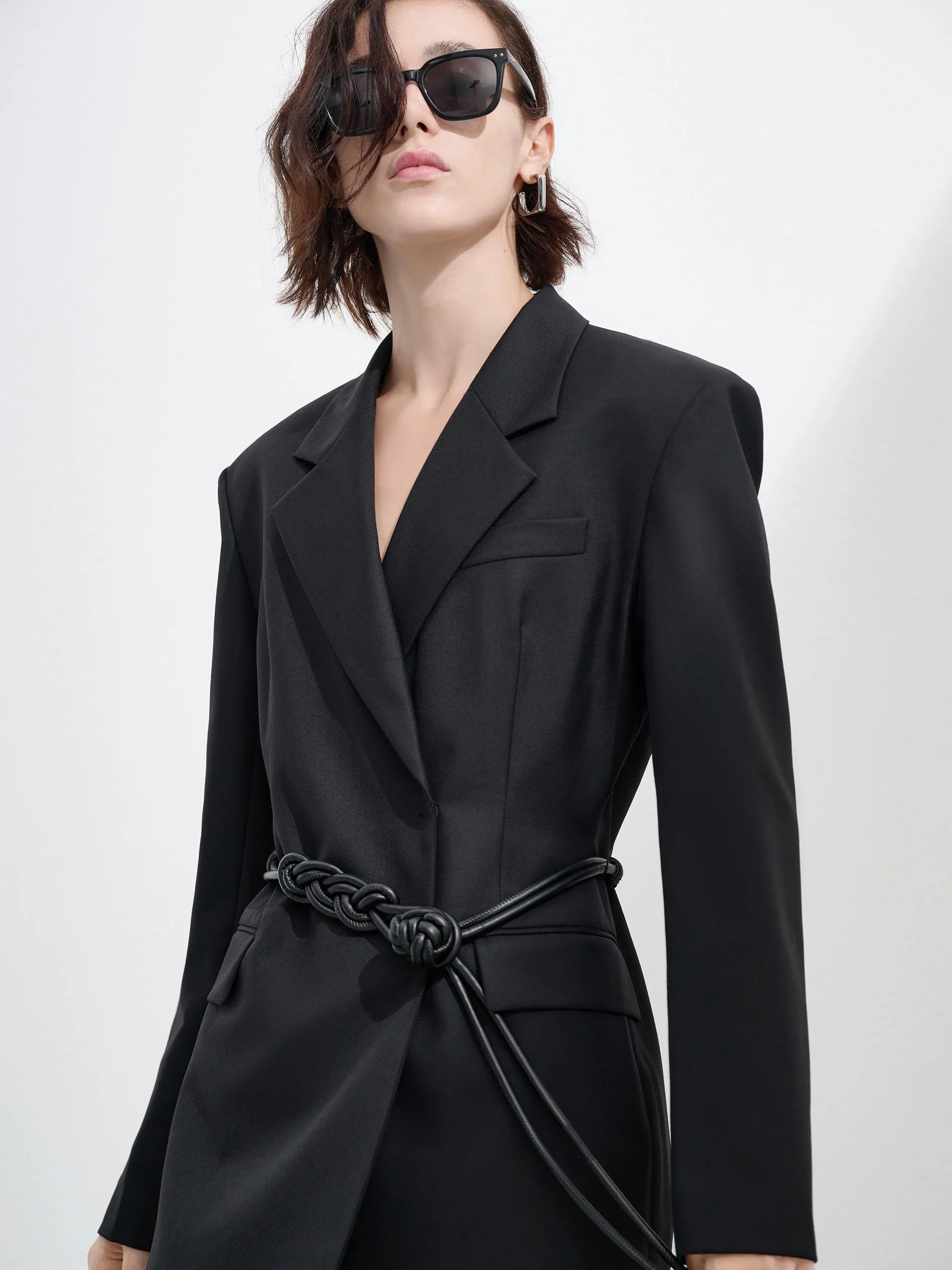 Tailored Wool blend Dress with Belt