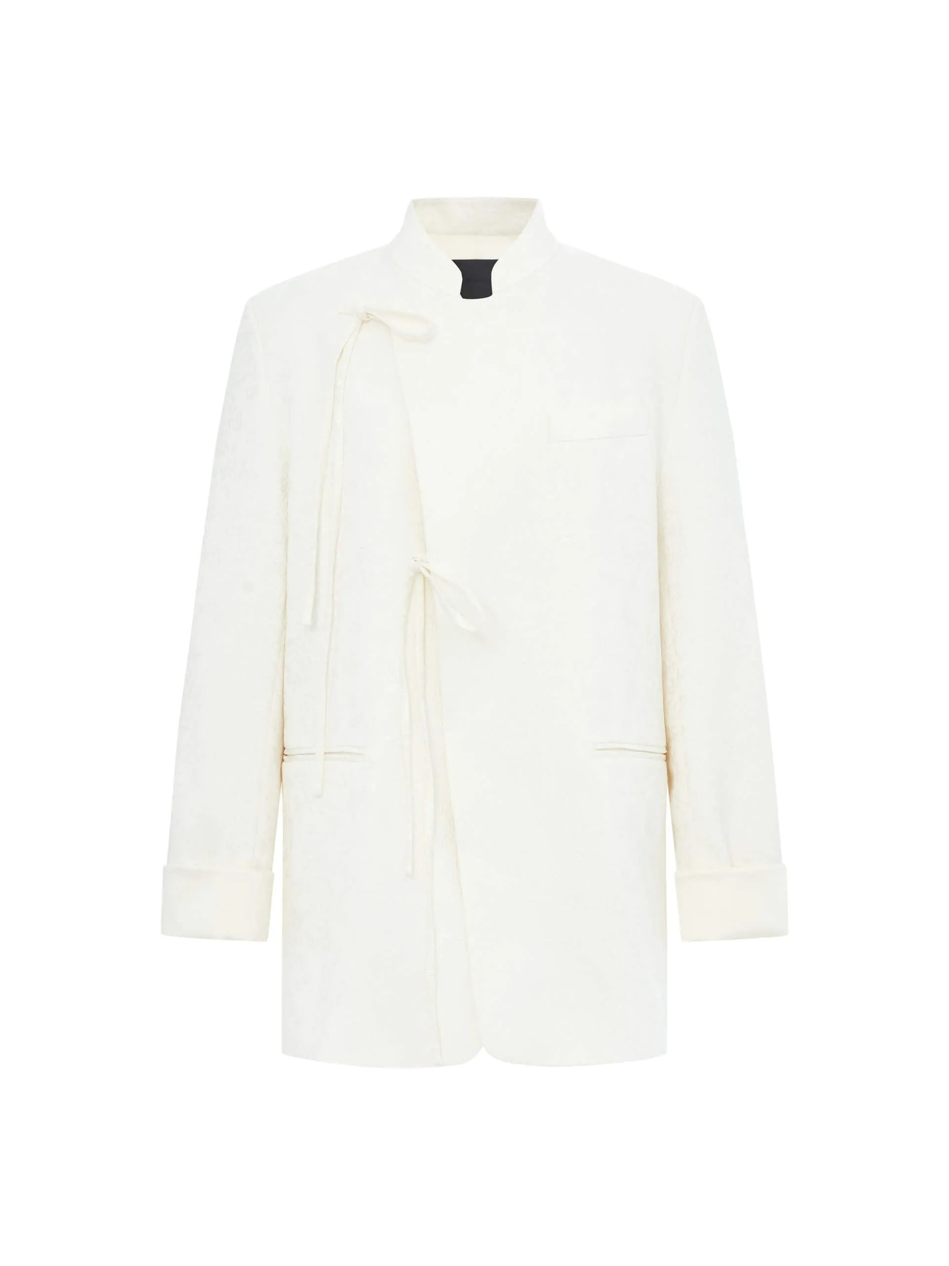 Tie Detail Jacquard Blazer