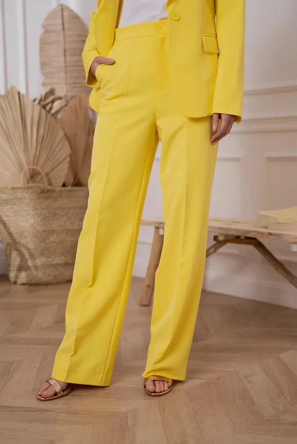 Timeless Straight Cut Plain Pants Yellow