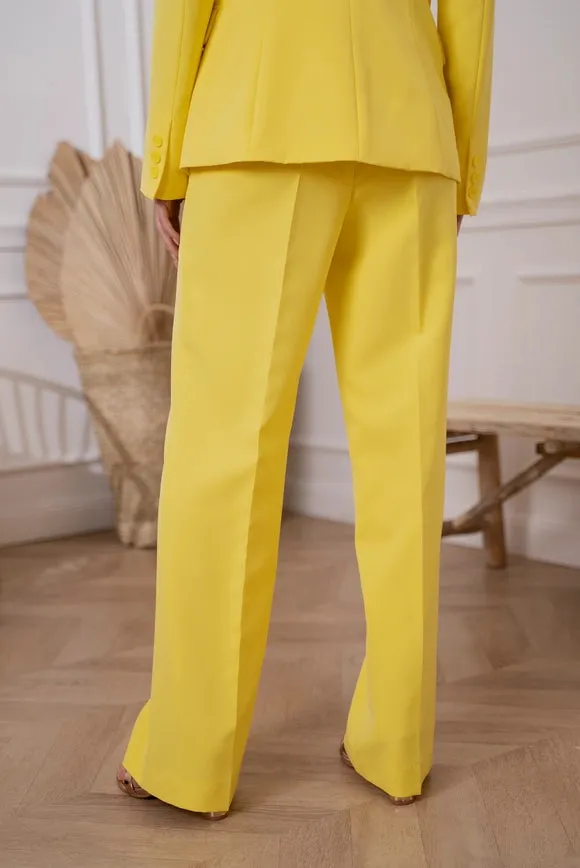 Timeless Straight Cut Plain Pants Yellow