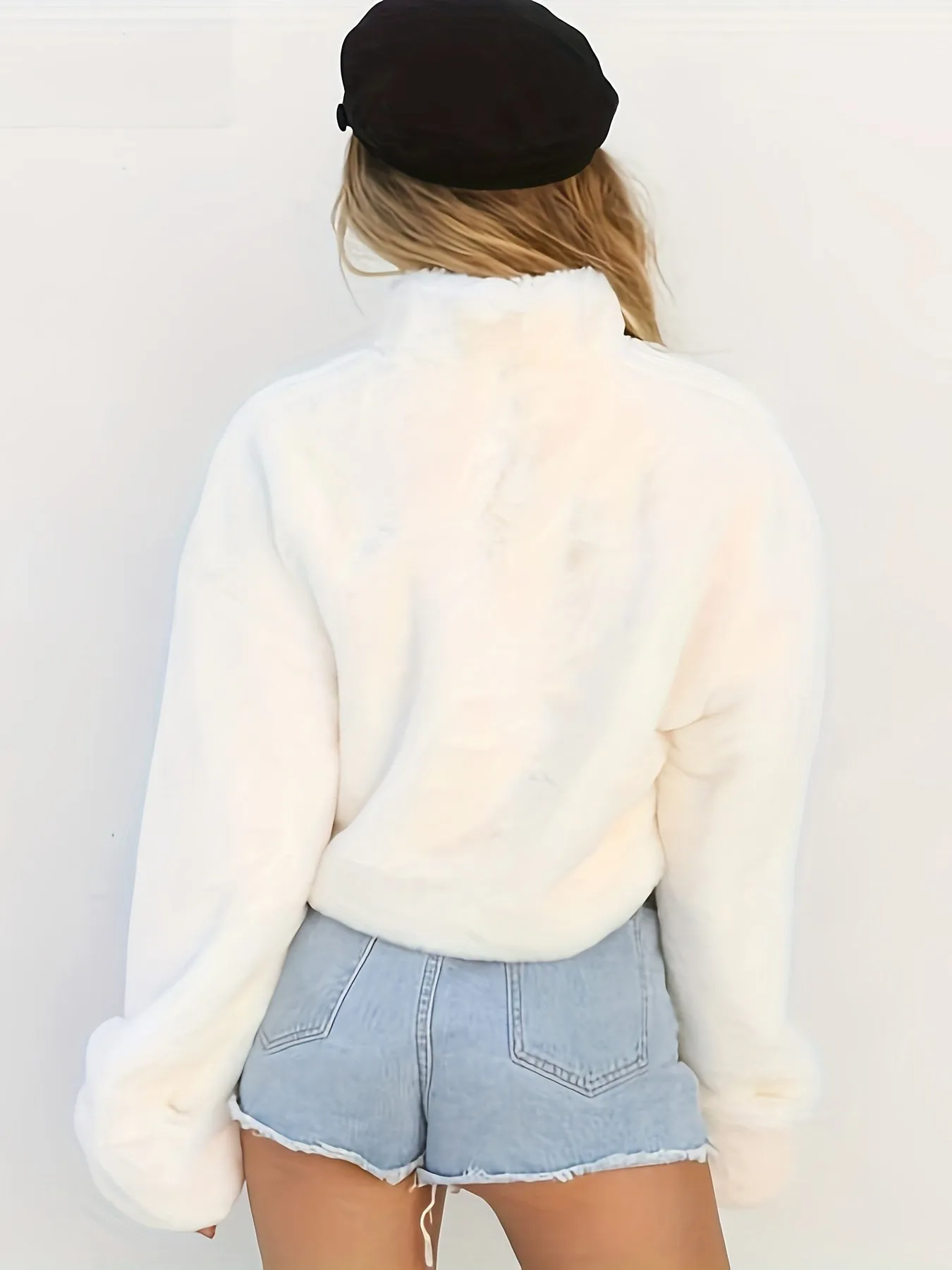 Ultra-Soft Solid Faux Fur Turtle Neck Sweatshirt - Thermal Insulation for Warmth, Long Sleeve Design for Coverage, Classic Style - Perfect for Womens Chilly Fall and Winter Seasons Clothing