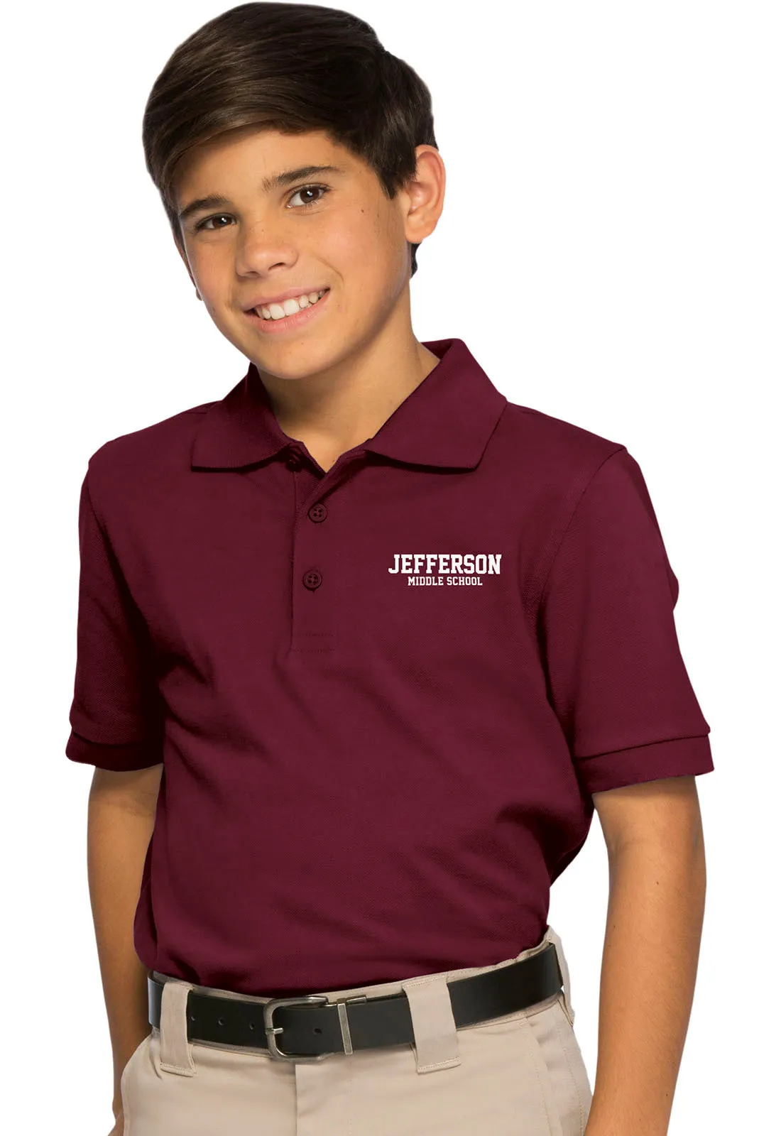 UNISEX SHORT SLEEVE BURGUNDY PIQUE POLO