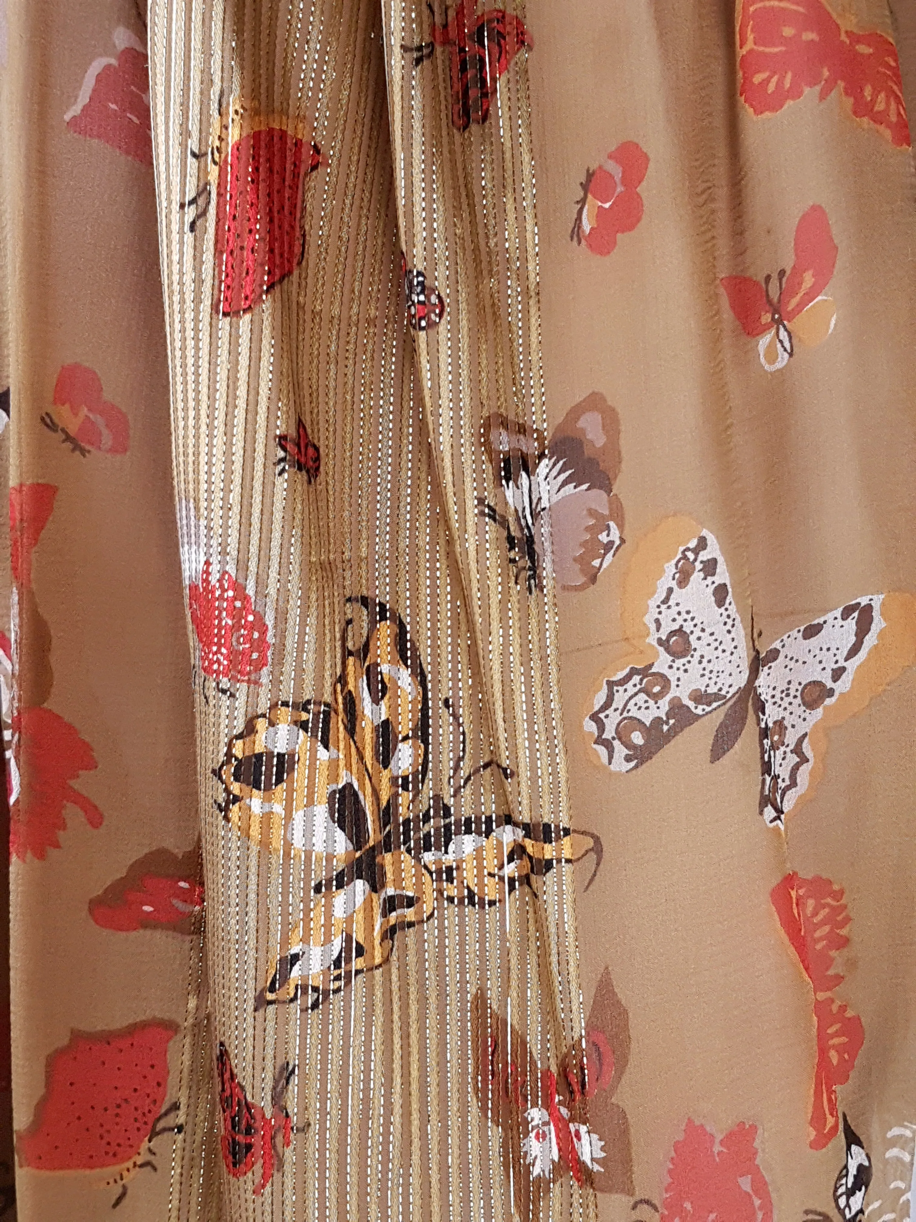Vintage 1980's | Rare Soo Yung Lee | 3 Piece Gold Silk Butterfly Kaftan & Pant Ensemble