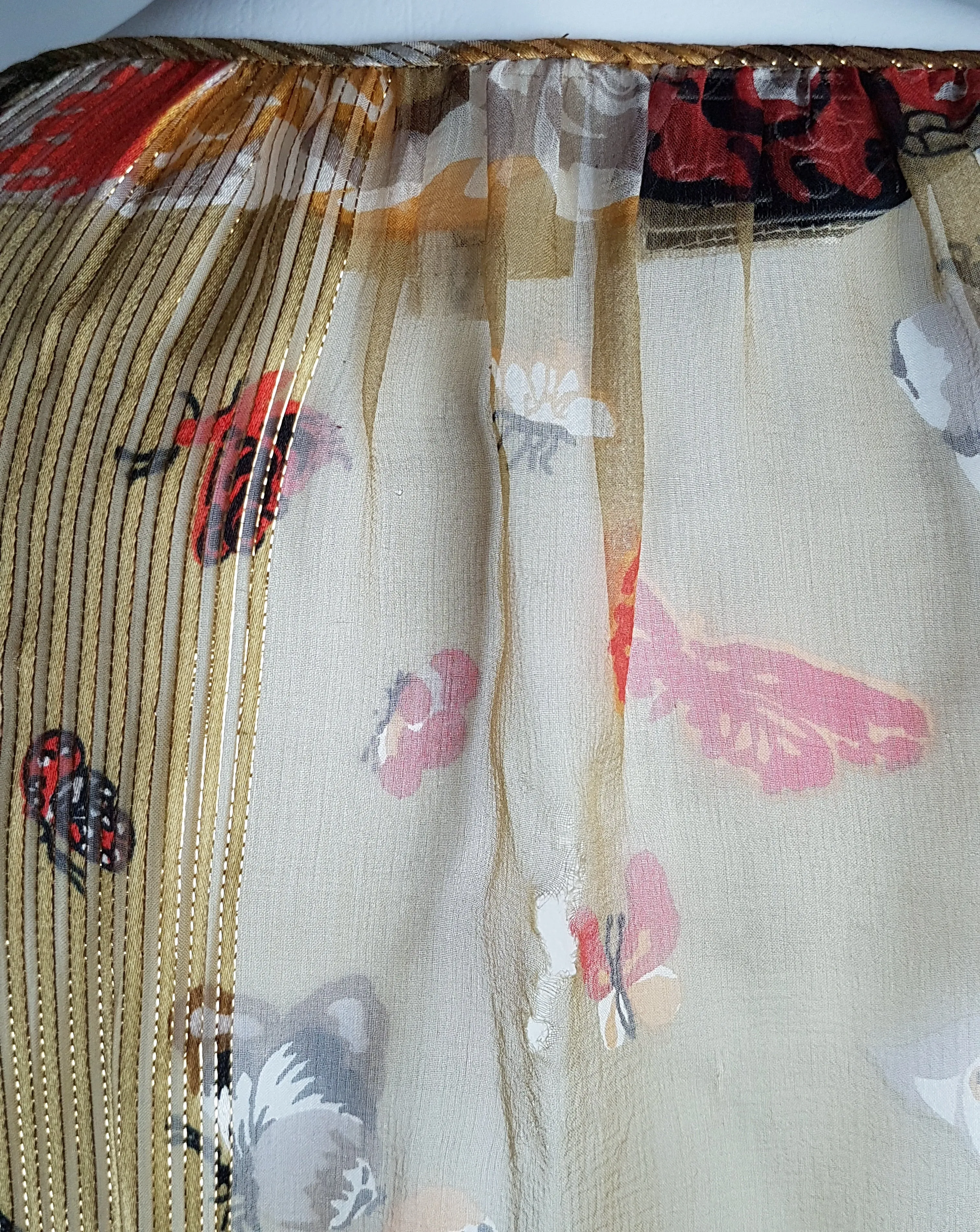 Vintage 1980's | Rare Soo Yung Lee | 3 Piece Gold Silk Butterfly Kaftan & Pant Ensemble