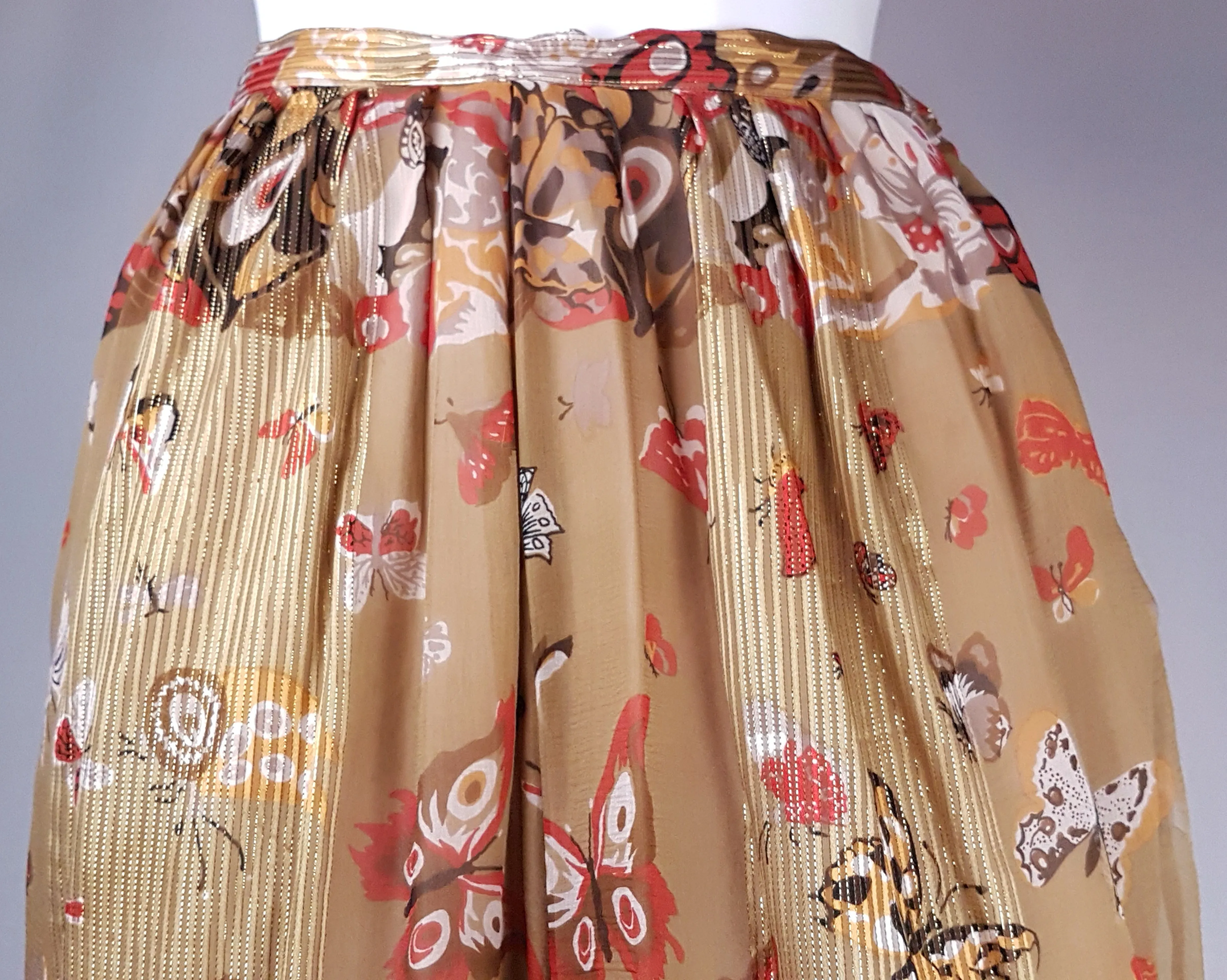 Vintage 1980's | Rare Soo Yung Lee | 3 Piece Gold Silk Butterfly Kaftan & Pant Ensemble