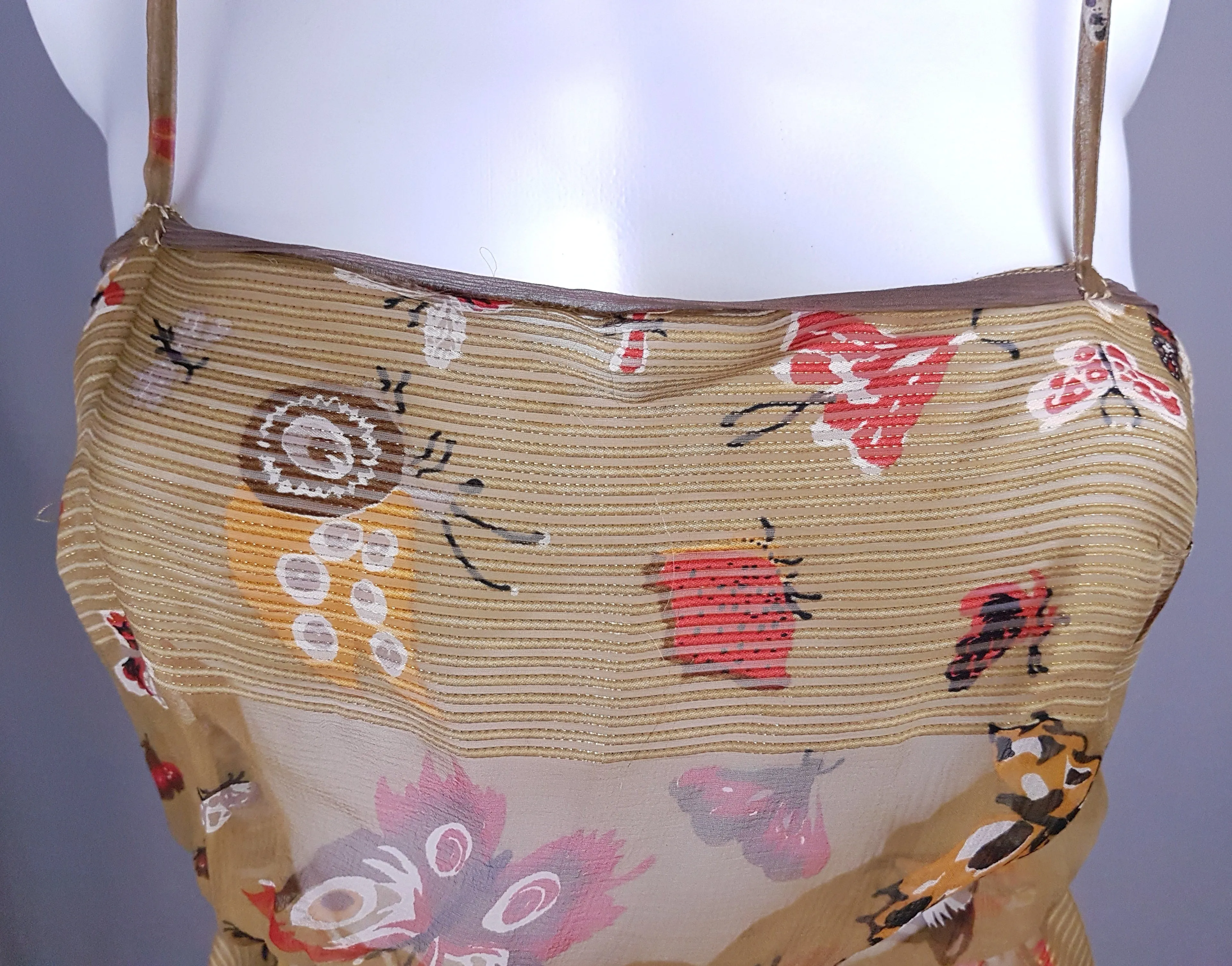 Vintage 1980's | Rare Soo Yung Lee | 3 Piece Gold Silk Butterfly Kaftan & Pant Ensemble