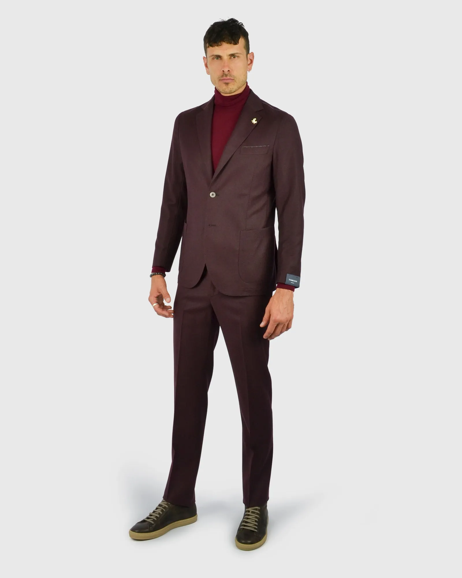 VISCONTI W23R WINE WOOL ROLL NECK / POLO NECK