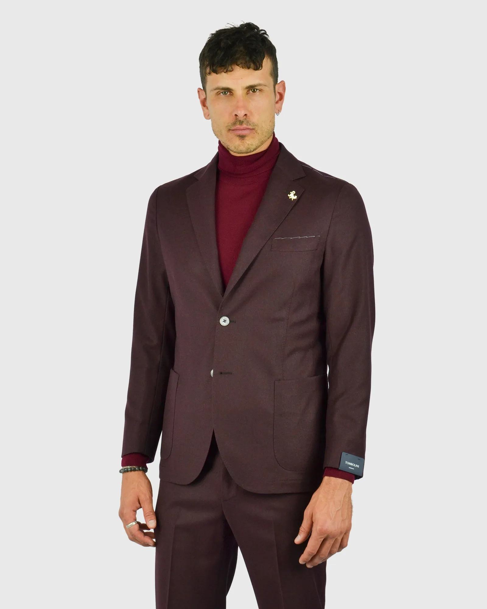 VISCONTI W23R WINE WOOL ROLL NECK / POLO NECK