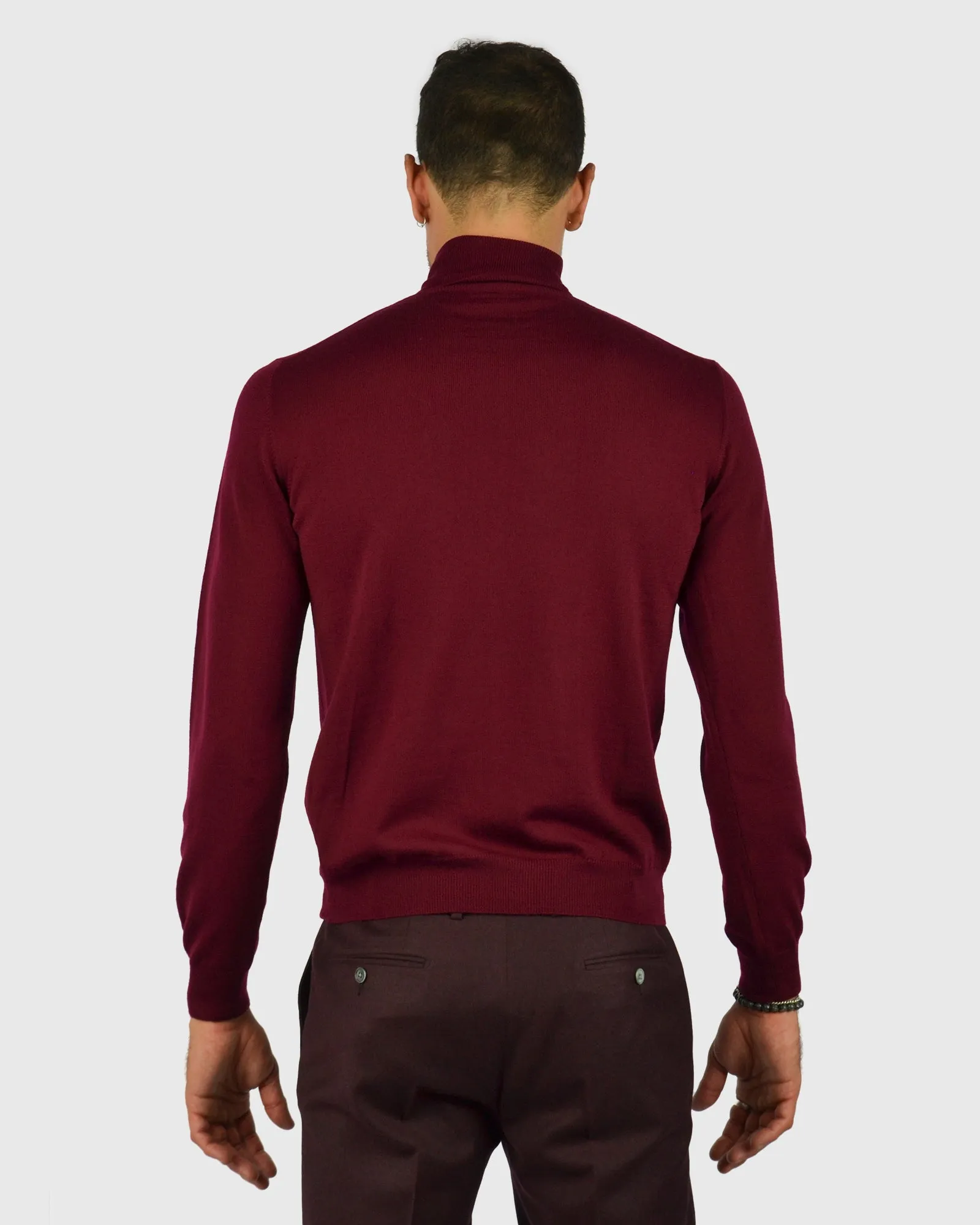 VISCONTI W23R WINE WOOL ROLL NECK / POLO NECK