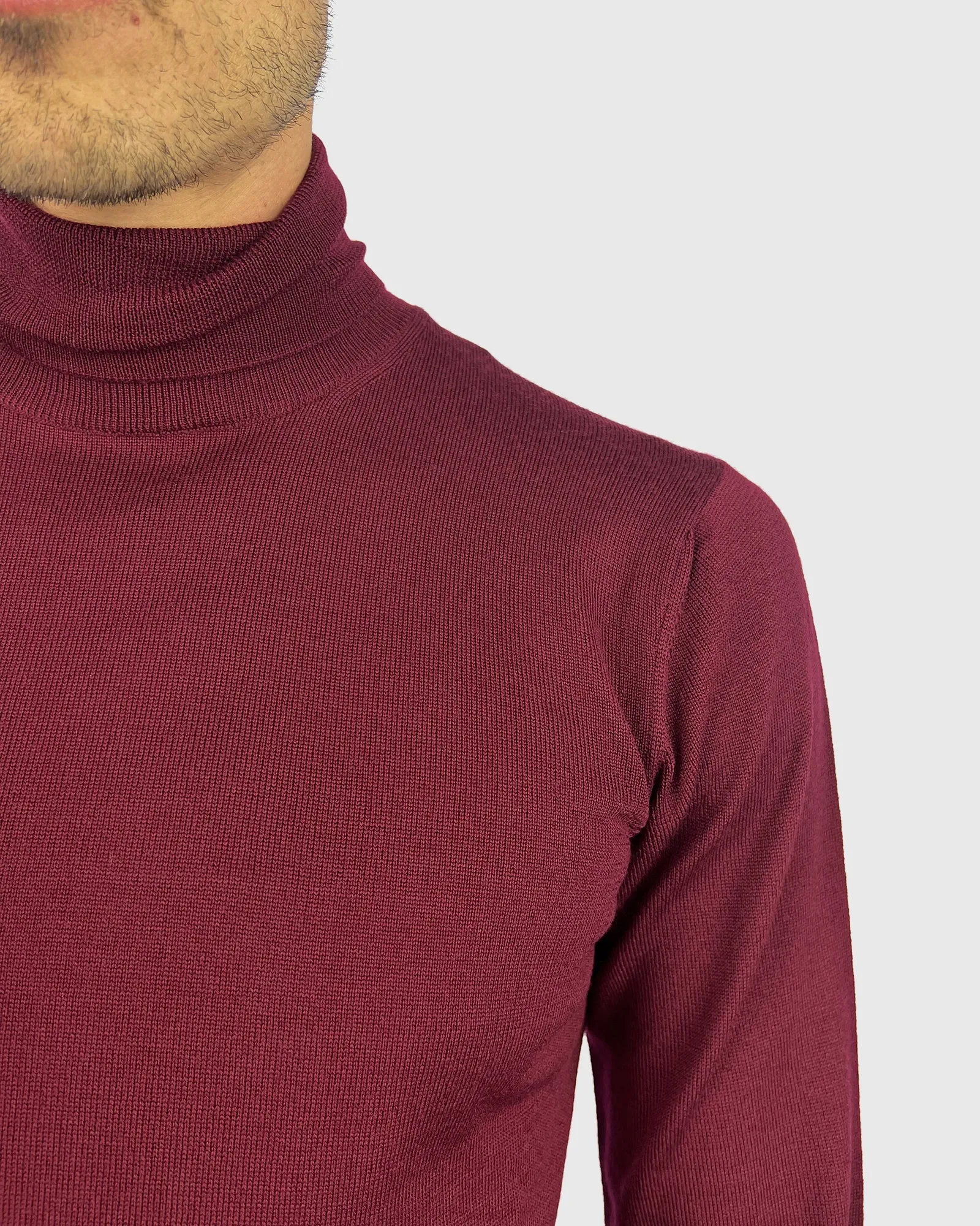 VISCONTI W23R WINE WOOL ROLL NECK / POLO NECK