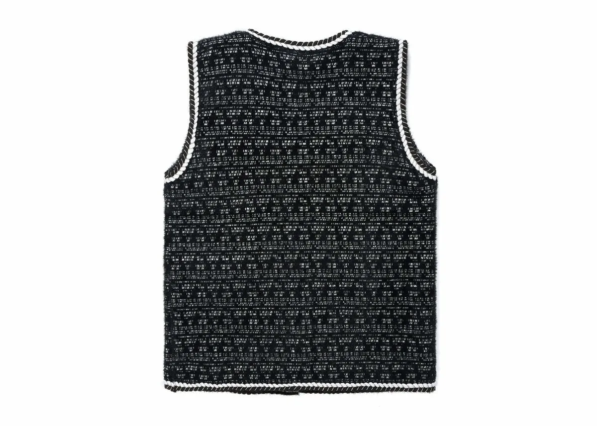 Women Tweed Vest Pearl Twist Knitted Vest