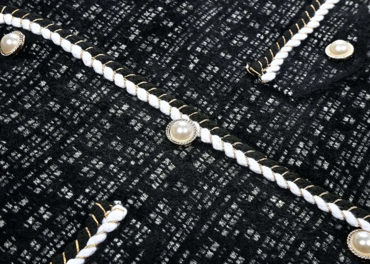 Women Tweed Vest Pearl Twist Knitted Vest